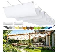 Voile d'ombrage Rétractable 480 x 900 cm Imperméable Multi Couleur Taille UV Protection Solaire, Résistant à La Déchirure Toile d'ombrage Filet pour Terrasse Garage Jardin, Blanc