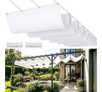 Voile d'ombrage Rétractable 80 x 150 cm Imperméable, 98% de Protection UV, Résistante Aux Intempéries - Protection Solaire Pergola Toile Rétractable pour Patio Terrasse Extérieur, Blanc