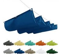 Voile d'ombrage rétractable à mât - 1,8 x 7 m - Pour terrasse, balcon - Avec œillets et corde - Pour toit, jardin, jardin d'hiver, bleu foncé