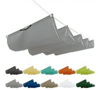 Voile d'ombrage rétractable à mât rétractable 2x2M, protection solaire pour toit de terrasse, voile de balcon rétractable avec œillets et corde pour toit de terrasse jardin d'hiver jardin toit, Gris
