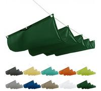 Voile d'ombrage rétractable à mât rétractable 3x7M, protection solaire pour toit de terrasse, voile de balcon rétractable avec œillets et corde pour jardin terrasse Gris clair, Vert foncé