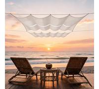 Voile d'ombrage Retractable à Vagues 60 x 350 cm Protection UV, Anti-Déchirure, Coupe-Vent, Imperméable Filet Protection Solaire avec Cordes pour Terrasse Jardin, Blanc