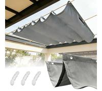 Voile d'ombrage Retractable à Vagues avec œillets et Corde, Toile pergola rectangulaire imperméable Anti-UV et indéchirable pour terrasse-Lightgrey||60x300cm(24x118in)