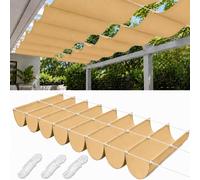 Voile d'ombrage rétractable avec œillets, protection UV 95%, résistant aux intempéries, imperméable, pour protéger du soleil sur terrasse ou pergola, couleur kaki, dimensions 2x2 mètres