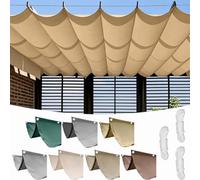 Voile d'ombrage rétractable imperméable, housse de pergola ondulée, auvent en polyester pour terrasse, cour et terrasse, protection contre le vent et les UV