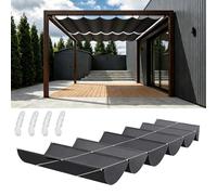 Voile d'ombrage Rétractable Vague 105 x 300 cm avec Œillets et Corde, Rectangulaire Protection UV Solaire Rétractable Vague Voile-D'Ombrage pour Jardins Pergola, Gris Foncé