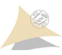 Voile d'ombrage Triangle avec Le Kit de Fixation | Matière résistante aéré 100% Nouveau HDPE-180g/m2 | 3x3x3M Ivory