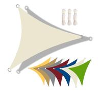 Voile D'ombrage Triangulaire 3x3x3m 5x5x5m Toile Ombrage Imperméable Anti-UV, Auvent Avec Cordes Et Anneau En D, Filet D'Ombrage Pare-Soleil Pour Jardin Terrasse Balcon Pergola(Beige,3.6x3.6x3.6m)
