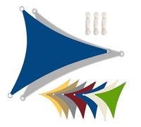 Voile D'ombrage Triangulaire 3x3x3m 5x5x5m Toile Ombrage Imperméable Anti-UV, Auvent Avec Cordes Et Anneau En D, Filet D'Ombrage Pare-Soleil Pour Jardin Terrasse Balcon Pergola(Blue,3.6x3.6x3.6m)