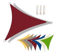 Voile D'ombrage Triangulaire 3x3x3m 5x5x5m Toile Ombrage Imperméable Anti-UV, Auvent Avec Cordes Et Anneau En D, Filet D'Ombrage Pare-Soleil Pour Jardin Terrasse Balcon Pergola(Dark red,5x5x7m)