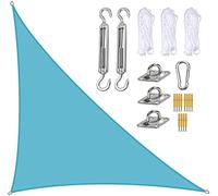 Voile d'ombrage triangulaire avec 3 cordes gratuites, toit imperméable de protection UV pour jardin, terrasse, extérieur, 3 x 3 x 4,3 m, gris (bleu ciel, 3 x 4 x 5 m)