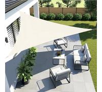 Voile d'ombrage triangulaire, dimensions 3,6 x 3,6 x 3,6 mètres, imperméable, couleur crème, en polyester PES, protection UV 95%