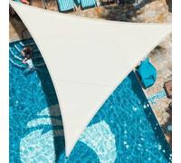 Voile d'ombrage triangulaire, dimensions 3x3x3 mètres, imperméable, couleur crème, matière : polyester PES, protection UV 95%