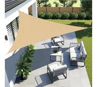 Voile d'ombrage triangulaire, dimensions 3x3x3 mètres, imperméable, couleur sable, tissu polyester (PES), 95% de protection UV