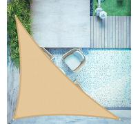 Voile d'ombrage triangulaire, dimensions 3x3x4,25 mètres, imperméable, couleur sable, tissu polyester (PES), 95% de protection UV