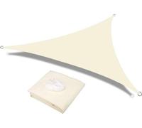 Voile d'ombrage triangulaire, imperméable, protection solaire, cordes de fixation incluses, PES (polyester), avec protection UV, pour jardin, terrasse, camping, 3,6 x 3,6 x 3,6 m, blanc crème