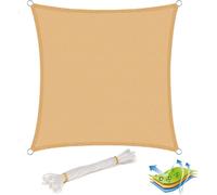 Voile d'ombrage WOLTU - Protection solaire en HDPE, brise-vent, protection UV, couleur sable : dimensions 3 x 3 m