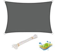 Voile d'ombrage WOLTU rectangulaire 2 x 4 m, gris, hydrofuge, protection solaire en polyester, brise-vent avec protection UV, pour jardin, terrasse et camping