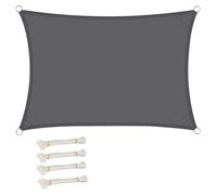 Voile d'ombrage WOLTU rectangulaire 4 x 5 m, gris, hydrofuge, protection solaire en polyester, brise-vent avec protection UV, pour jardin, terrasse et camping