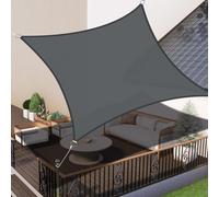 Voile d'ombrage XXL étanche à l'eau 4x4m Gris avec protection UV Carré PES Polyester Parasol Balcon Terrasse 95% Protection UV pour balcon Jardin Gris