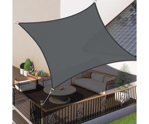 Voile d'ombrage XXL étanche à l'eau 4x4m Gris avec protection UV Carré PES Polyester Parasol Balcon Terrasse 95% Protection UV pour balcon Jardin Gris