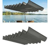 Voile Ombrage 125x360cm Imperméable, Protection UV Solaire Ombrage Retractable Vague Tailles Personnalisables, avec Cordes Fixes pour Jardins Terrasse Pergola, Gris Clair