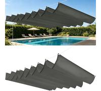 Voile Ombrage 145x400cm Protection UV 98%, Indéchirable Toile d'ombrage Rétractable Vague Tailles Personnalisables, avec Cordes Fixes pour Jardins Terrasse Pergola, Gris Clair