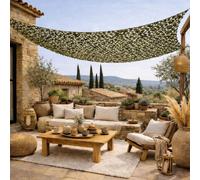 Voile d'ombrage camouflage, filet rectangulaire pour terrasse, jardin, toile résistante UV - 3 x 5 m - Vert armée - Linxor