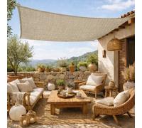 Linxor Voile d'ombrage en chanvre rectangulaire résistante aux UV 3 x 5 m Beige