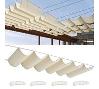 Voile Ombrage Rétractable Vague 0.8x4M Imperméable Rectangulaire Toile D'ombrage Filet D'ombrage Bâche Ombrage Protection UV Solaire pour Jardins Balcons Terrasse Pergola Crème