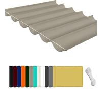 Voile Ombrage Rétractable Vague 2.4 x 4.7 m Anti-UV Protection Solaire Voile-D'Ombrage Filet Bâche Ombrage avec Cordes pour Jardin Terrasse Extérieur Pergola Balcon Patio, Kaki