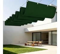 Voile Ombrage Rétractable Vague 700 x 320 cm avec Protection UV Toile d'ombrage Protection Solaire avec Oeillets et Cordons pour Patio Jardin Terrasse Extérieur Balcon, Vert Foncé