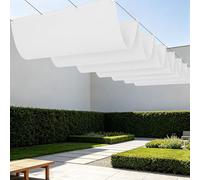 Voile Ombrage Rétractable Vague 950 x 320 cm Résistant à l'eau Filet Bâche Ombrage UV Protection Solaire avec Oeillets et Cordons pour en Plein Air, Jardin Terrasse, Blanc