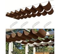Voile Ombrage Rétractable Vague Imperméable Rectangulaire Toile D'ombrage Filet D'ombrage Bâche Ombrage Protection UV Solaire pour Jardins Balcons Terrasse Pergola 0.8x4M Brun