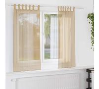 Voile Rideaux avec poches pour tringles 2 pcs. couleur sable, Rideaux et voilages DesignMöbel