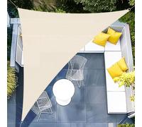 Voile triangulaire d'ombrage, imperméable, dimensions 4x4x5,65 mètres, couleur kaki clair, protection UV 95%, polyester