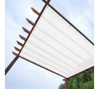 Voiles d'ombrage 135 x 360 cm HDPE Tissue Respirant & 95% UV Protection Exterieur Filet d'ombrage avec Œillets avec Cordes, sans Perçage pour Balcon, Terrasse, Blanc