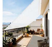 Voiles d'ombrage 300 x 465 cm HDPE Tissue Respirant & 95% UV Protection Exterieur Filet d'ombrage avec Œillets avec Cordes, sans Perçage pour Balcon, Terrasse, Blanc