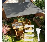 Voiles D'ombrage 4.6x5.1m Gris Foncé Imperméable Rectangulaire, Voile Solaire Pare-Soleil Jardin Balcon Toile-Ombrage,Bâche Dombrage Résistant aux UV pour Terrasse, Camping -avec Oeillets Cordons