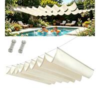 Voiles d'ombrage Rétractable 225 x 275 cm Imperméable Protection UV Indéchirable avec Œillets Voiles Ombrages Rectangulaire pour Pergola Serre Pet House Clôture, Blanc cassé