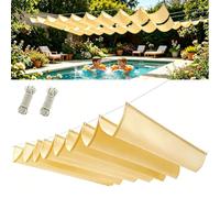 Voiles d'ombrage Rétractable 250 x 275 cm Imperméable Protection UV Indéchirable avec Œillets Voiles Ombrages Rectangulaire pour Pergola Serre Pet House Clôture, Couleur Crème