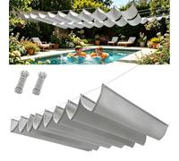 Voiles d'ombrage Rétractable 275 x 275 cm Imperméable Protection UV Indéchirable avec Œillets Voiles Ombrages Rectangulaire pour Pergola Serre Pet House Clôture, Gris Clair
