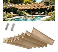 Voiles d'ombrage Rétractable 75 x 275 cm Imperméable Protection UV Indéchirable avec Œillets Voiles Ombrages Rectangulaire pour Pergola Serre Pet House Clôture, Kaki