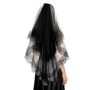 Voiles Noirs pour Femme Coiffe gothique florale avec peigne