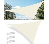 Voiles Ombrages Imperméable Triangulaire Bache Ombrages Toiles D'ombrages Filet Ombrages Protection Solaire Polyester pour Jardins Balcons Terrasses avec 3 Cordes Fixes 1.3x1.3x1.9M Crème