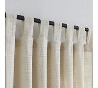 VOILYBIRD Lot de 2 Rideaux Semi-Transparents en Lin avec Pattes filtrant la lumière pour Salon 132 x 243 cm de Long, Beige