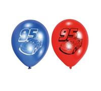 Voitures ballons garçons 23 cm rouge/bleu 6 pièces