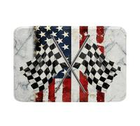 Voitures De Course, Drapeaux À Damier, Sports Extrêmes, Drapeau Américain, Texture Marbre Tapis D'Entrée Intérieur Résistant Tapis D'Entrée Fin Tapis Entree pour Chambre 40x60Cm