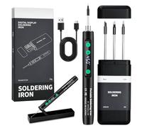 Voktta Fer à souder portable sans fil avec rangement et support, fer à souder USB avec écran LCD, température réglable 180-450 °C, 3 pointes de soudure, pour réparation de circuit imprimé, réparation