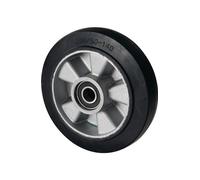 Volant caoutchouc plein élastique moyeu L.55mm roue B.50mm D.200mm jante moulée pour transpalette.